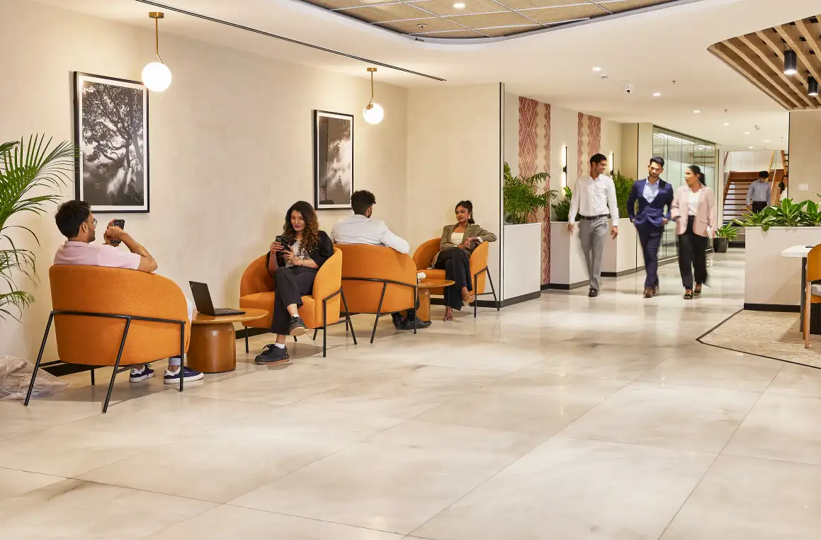 A lounge area inside a Table Space managed office