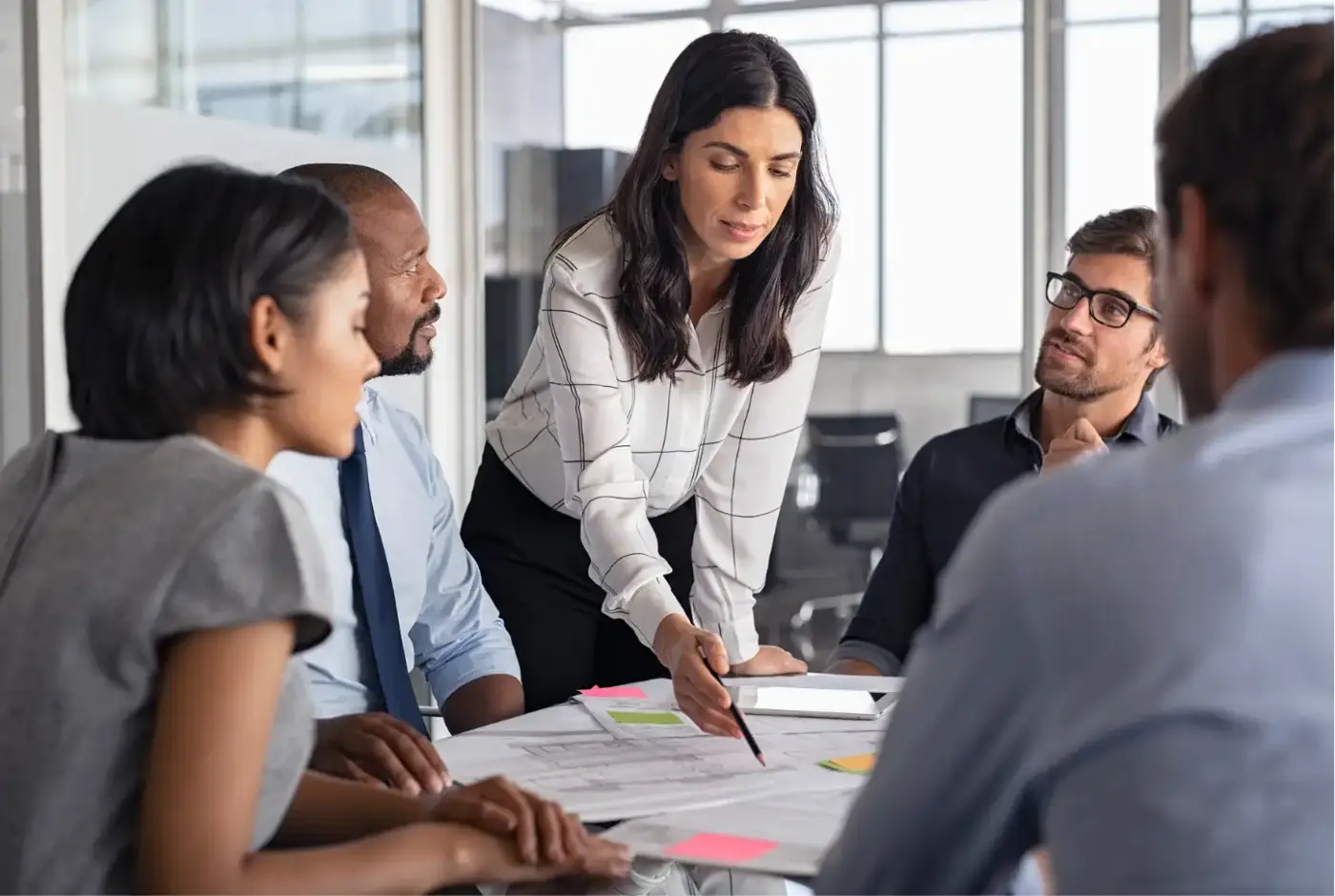 A team collaborating in a Table Space private office